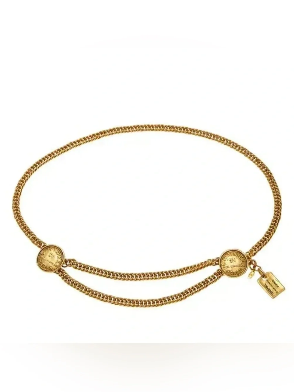 Authentic CHANEL rue de cambon gold plated vintage chain belt 80cm